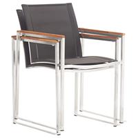 vidaXL Tuinstoelen 2 st textileen en roestvrij staal grijs