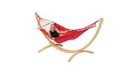 Tropilex  Hangmat met Standaard Eénpersoons Wood & Relax Red Rood
