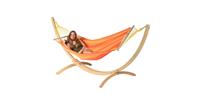 Tropilex  Hangmat met Standaard Eénpersoons Wood & Relax Orange Oranje