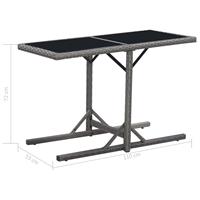 VidaXL Tuintafel 110x53x72 cm glas en poly rattan zwart