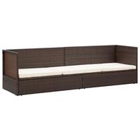 VidaXL Loungebed met ligkussen en kussens poly rattan bruin