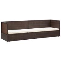 VidaXL Loungebed met ligkussen en kussens poly rattan bruin