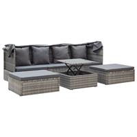 VidaXL Tuinbed met luifel 200x60x124 cm poly rattan gemengd grijs