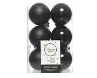 Decoris Kerstballen plastic glans-mat dia 6 cm zwart