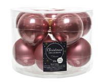 Decoris Kerstballen glas emaille-mat dia 6 cm veloursroze