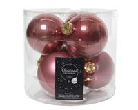 Decoris Kerstballen glas emaille-mat dia 8 cm veloursroze