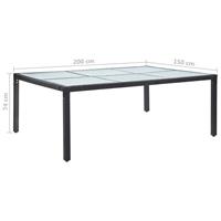 VidaXL Tuintafel 200x150x74 cm poly rattan zwart