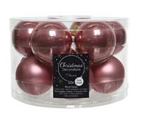 Decoris Kerstballen glas emaille-mat dia 5 cm veloursroze