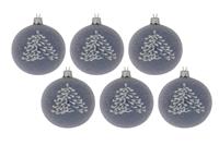 Unknown Kaemingk Glazen kerstbal (Ø 8cm) (set van 6) - Jeans blauw