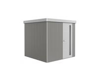 biohort | Berging Neo 2B Variant 2.1 | Enkele Deur | Wanden Kwartgrijs-Metallic - Dak Zilver-Metallic