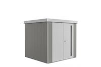 biohort | Berging Neo 2B Variant 2.1 | Dubbele Deur | Wanden Kwartgrijs-Metallic - Dak Zilver-Metallic