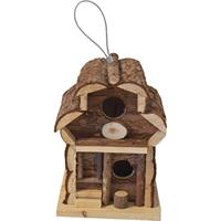 1x Broedkast vogelhuisje rond dak naturel 15 x 15 x 21,5 cm - Vogelhuisjes