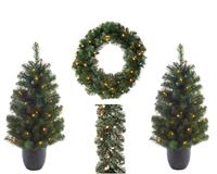 Everlands Mini kerstboom tafelboom Imperial buiten boom groen/wit 4st