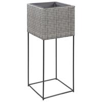 vidaXL Garten-Hochbeete 3-tlg. Poly Rattan  Grau