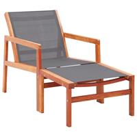 vidaXL Tuinstoel met voetensteun eucalyptushout en textileen grijs