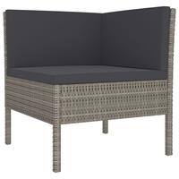 vidaXL 3-tlg. Garten-Lounge-Set mit Auflagen Poly Rattan  Grau