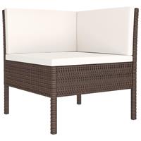 vidaXL 3-delige Loungeset met kussens poly rattan bruin