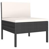 vidaXL Gartenstühle 3 Stk. mit Auflagen Poly Rattan  Schwarz