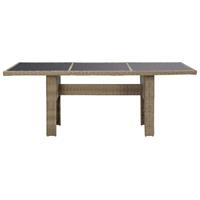 vidaXL Tuintafel 200x100x74 cm glas en poly rattan bruin