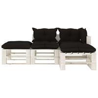 vidaXL 4-tlg. Garten-Lounge-Set Paletten mit schwarzen Kissen Holz Schwarz
