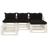 vidaXL 5-tlg. Garten-Lounge-Set Paletten mit schwarzen Kissen Holz Schwarz