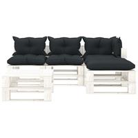 vidaXL 5-tlg. Garten-Lounge-Set Paletten mit Anthrazit-Kissen Holz Grau