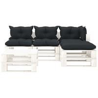 vidaXL 5-delige Loungeset met antracietkleurige kussens pallet hout