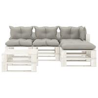 vidaXL 5-tlg. Garten-Lounge-Set Paletten mit Taupe-Kissen Holz Braun