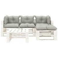 vidaXL 5-tlg. Garten-Lounge-Set Paletten mit Taupe-Kissen Holz Braun