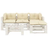 vidaXL 5-tlg. Garten-Lounge-Set Paletten mit  Creme