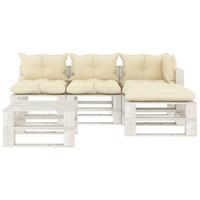 vidaXL 5-tlg. Garten-Lounge-Set Paletten mit  Creme