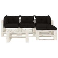 vidaXL 5-tlg. Garten-Lounge-Set Paletten mit schwarzen Kissen Holz Schwarz