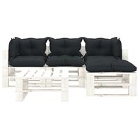 vidaXL 5-tlg. Garten-Lounge-Set Paletten mit Anthrazit-Kissen Holz Grau