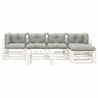 vidaXL 6-tlg. Garten-Lounge-Set Paletten mit Taupe-Kissen Holz Braun