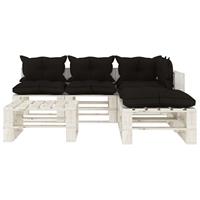 vidaXL 6-delige Loungeset met zwarte kussens pallet hout