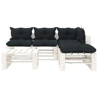 vidaXL 6-delige Loungeset met antracietkleurige kussens pallet hout