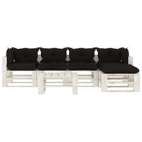 vidaXL 6-tlg. Garten-Lounge-Set Paletten mit schwarzen Kissen Holz Schwarz