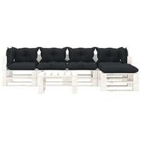 vidaXL 6-tlg. Garten-Lounge-Set Paletten mit Anthrazit-Kissen Holz Grau