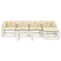 vidaXL 6-tlg. Garten-Lounge-Set Paletten mit  Creme