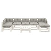 vidaXL 8-delige Loungeset met taupekleurige kussens pallet hout