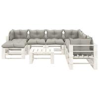 vidaXL 9-delige Loungeset met taupekleurige kussens pallet hout