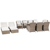 vidaXL 11-tlg. Garten-Essgruppe Poly Rattan  Braun