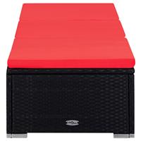 vidaXL 3-delige Ligbeddenset met theetafel poly rattan zwart