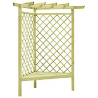 Eckpergola mit Bank 130×130×197 cm Kiefernholz Imprägniert Grün