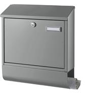 Brievenbus, met krantenrol, grijs aluminiumkleurig RAL 9007