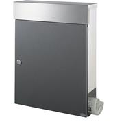 Brievenbus, met krantenvak onder, grijs aluminiumkleurig RAL 9007