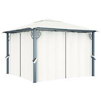 vidaxl Pavillon mit Vorhängen 300 x 300 cm  Creme