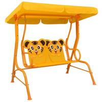 vidaXL Kinderschommelbank 115x75x110 cm stof geel