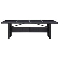 vidaXL Tuintafel 240x90x74 cm poly rattan en glas zwart