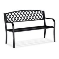 Relaxdays Metall Gartenbank mit Flechtmuster schwarz